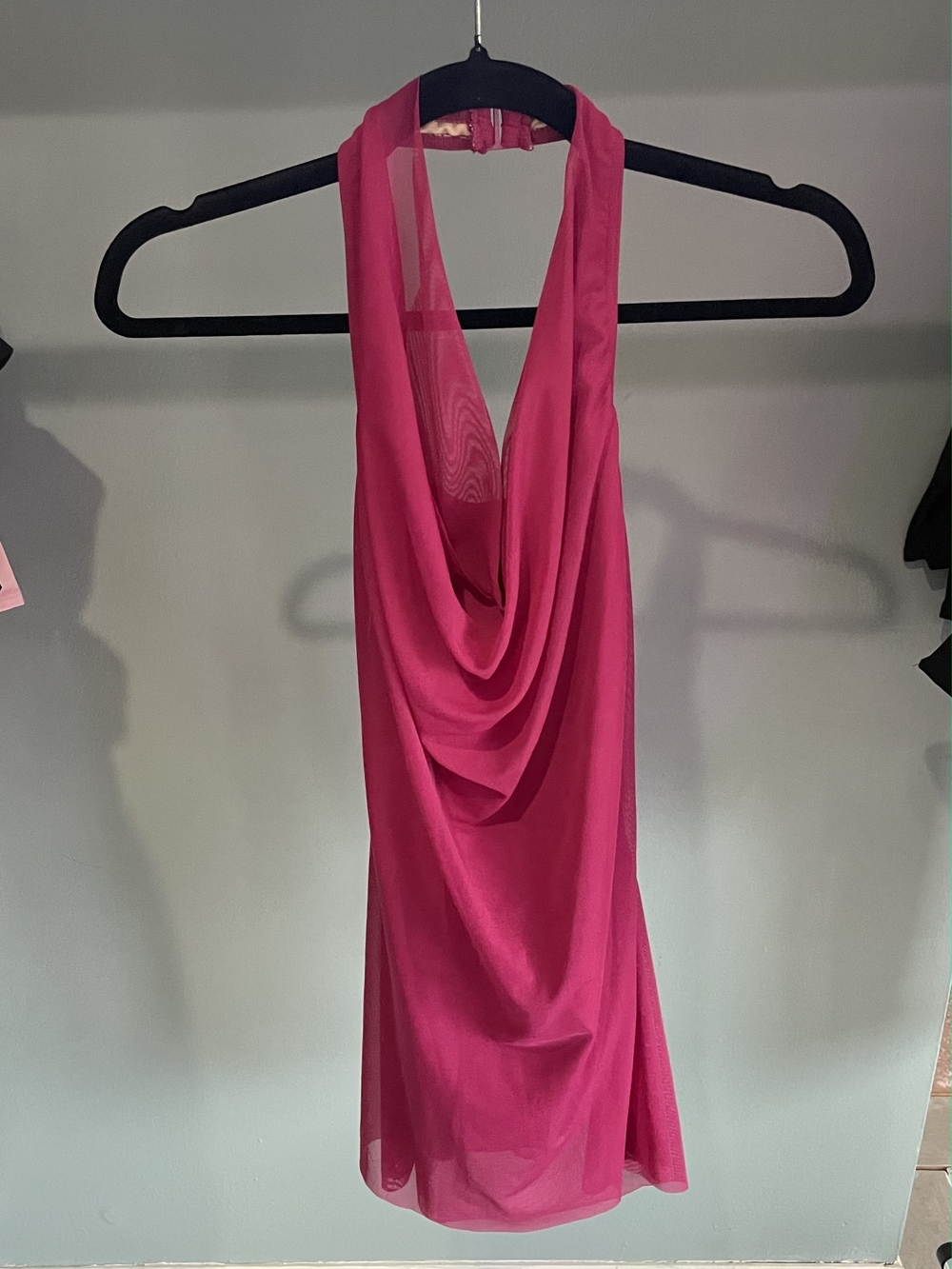Women's Fuchsia Halter Cowl-Neck Dance Costume